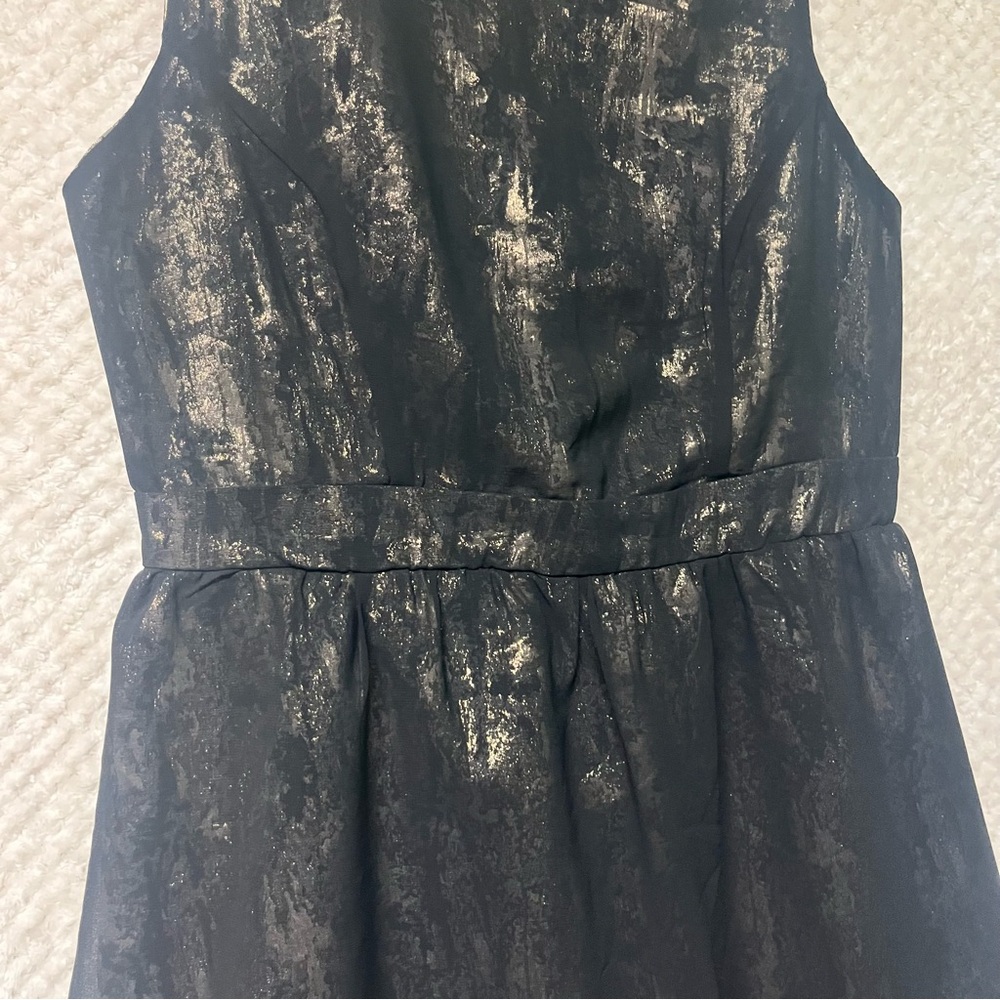 Forever 21 Metallic Black and Gold Dress Sleeveless Fit and Flare Formal Medium - Picture 4 of 12